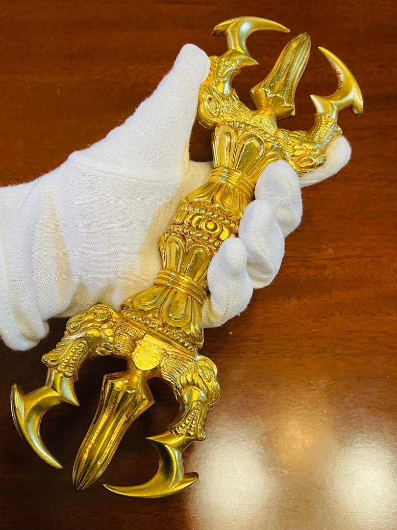 新品 未使用 法具 24金張 三鈷杵 ヴァジュラ 特大 サイズ約23㎝