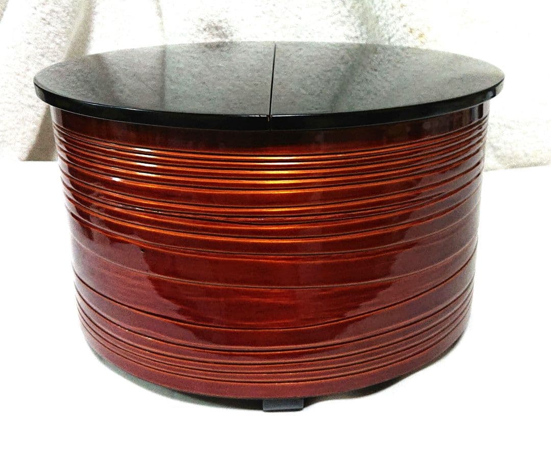 春慶塗曲水指　漆器蓋付きA454