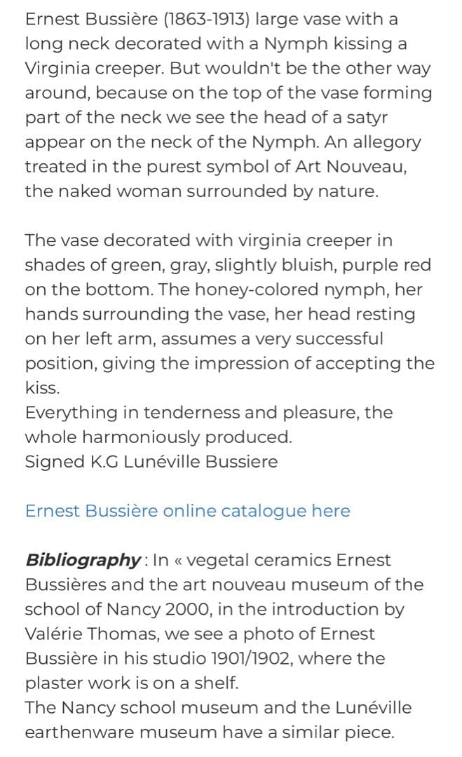 アーネスト・ブシエール　アール・ヌーヴォー　陶芸　美術品　芸術品　アンティーク