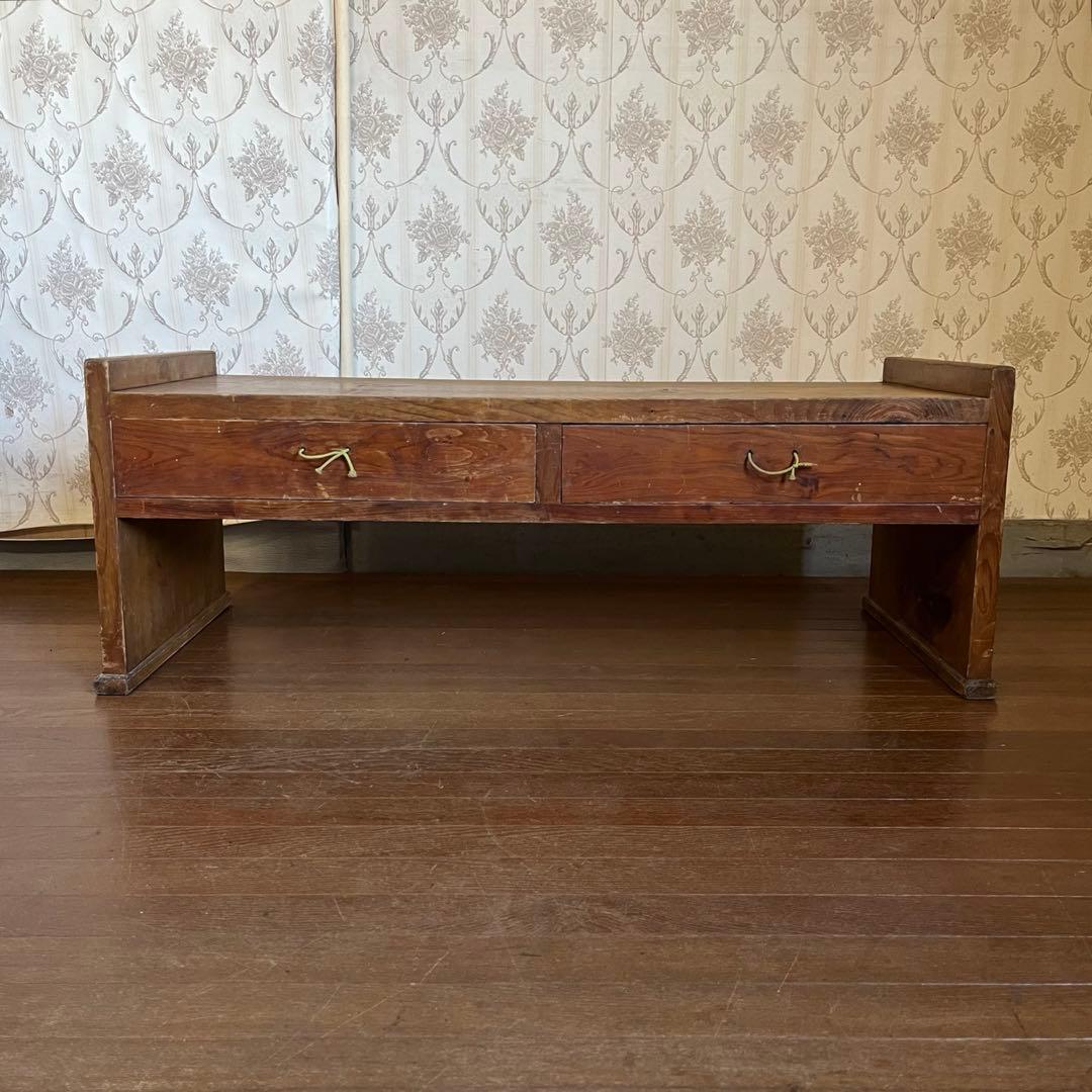 【アンティーク】昭和レトロ 木製 文机 コーヒーテーブル 座卓 ローテーブル