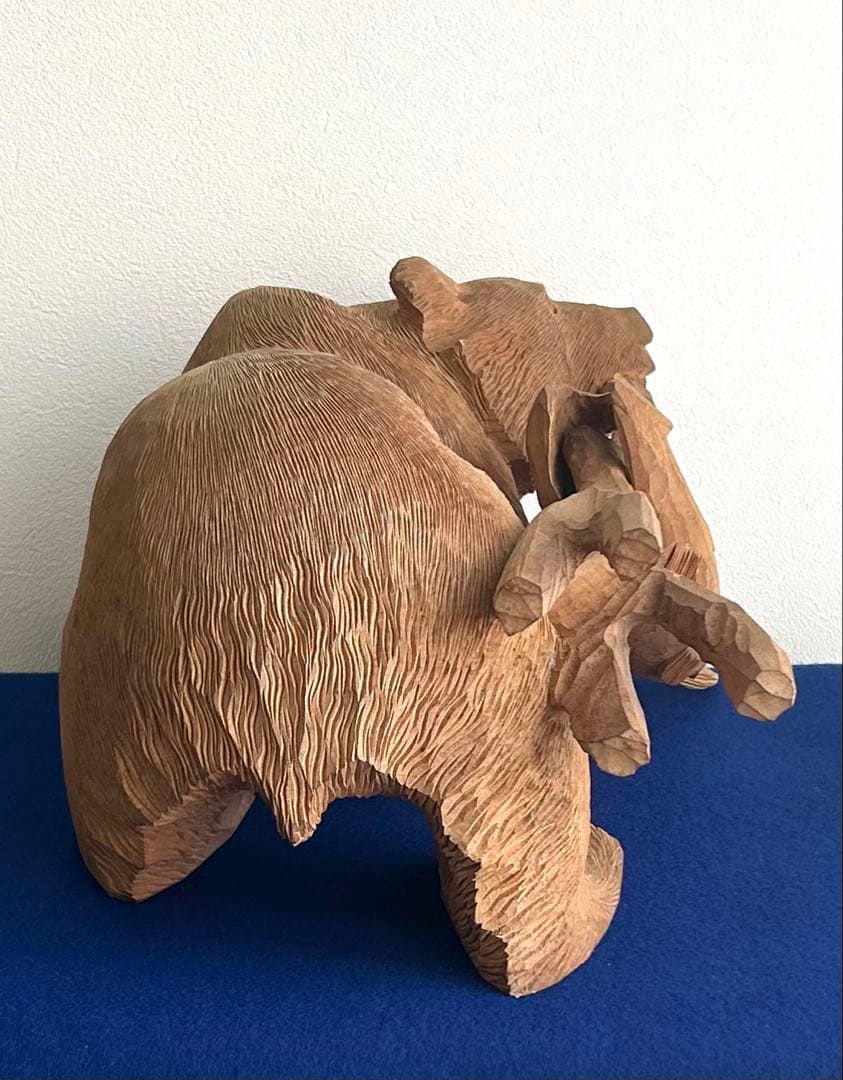 日川清作 トゥムシ彫り 木彫熊 1989年 北海道阿寒湖 3.4kg 37cm