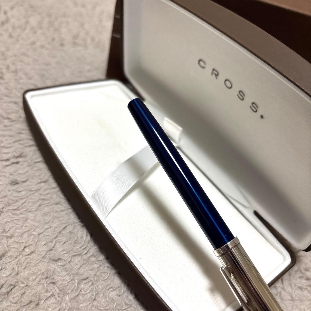 CROSS クロス シルバーカラー　ネイビー　万年筆 18Kペン先　希少