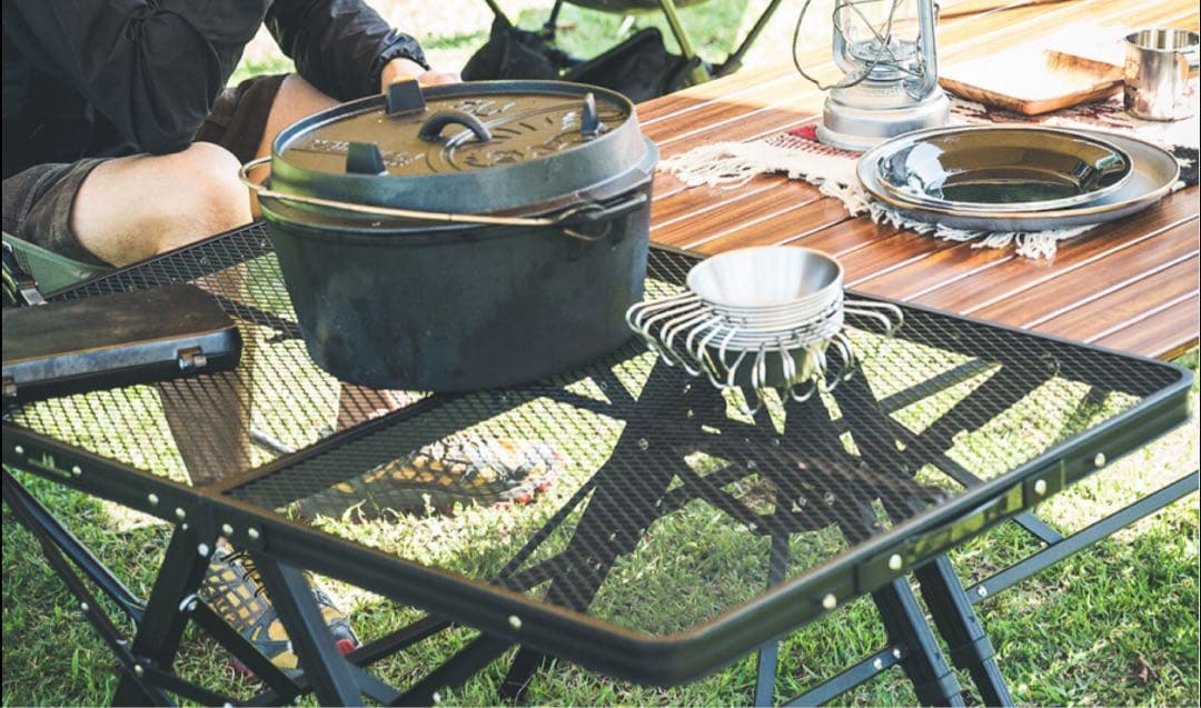 新品 ogawa 3ハイ&ローテーブル タフメッシュII 高さ3段階 耐熱 黒