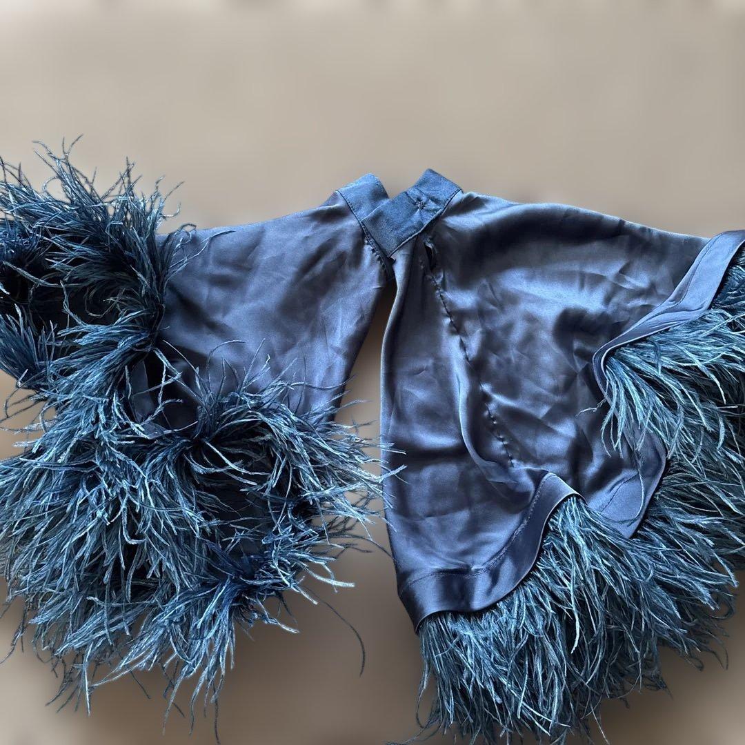 社交ダンスドレス ネイビーブルー ビジュー付き