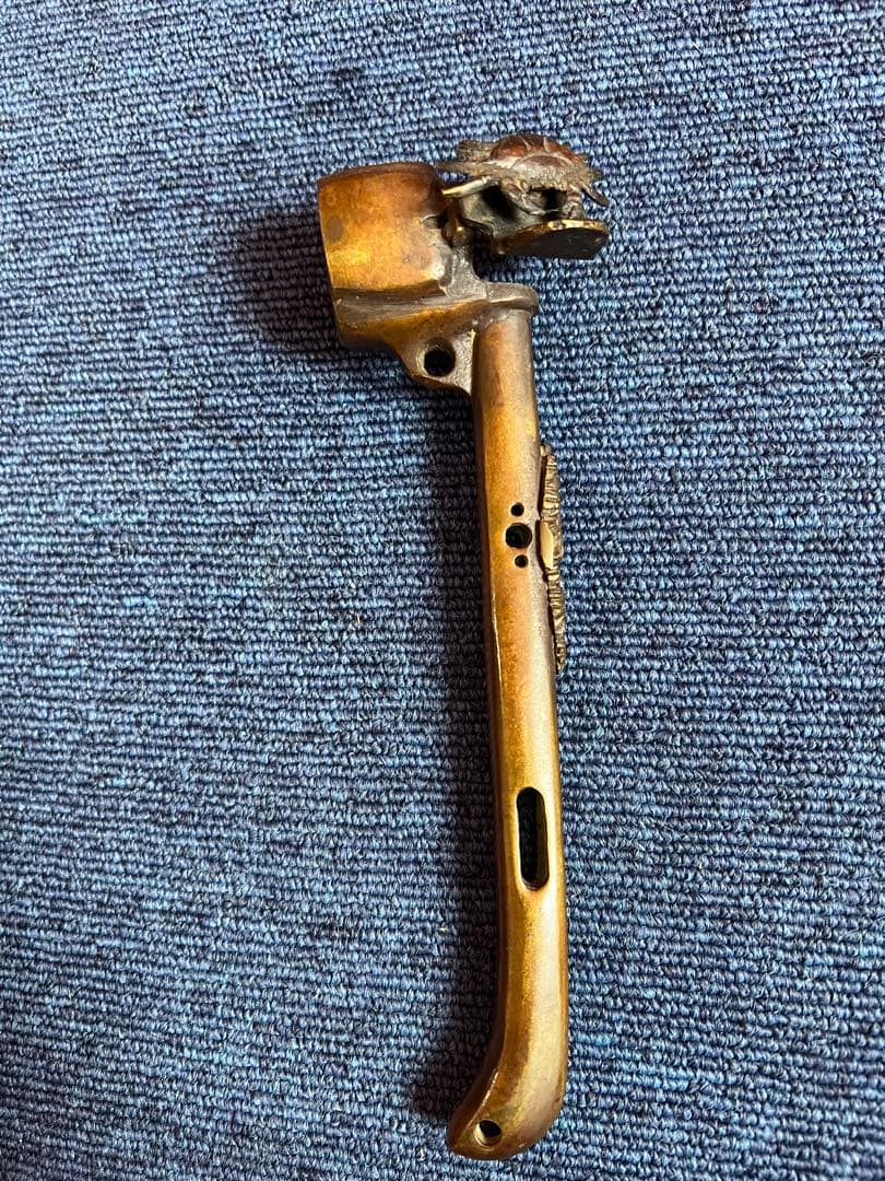 1192  銅製　カニ　龍文　矢立　墨壺　提げ物　書道具　文房具　骨董品