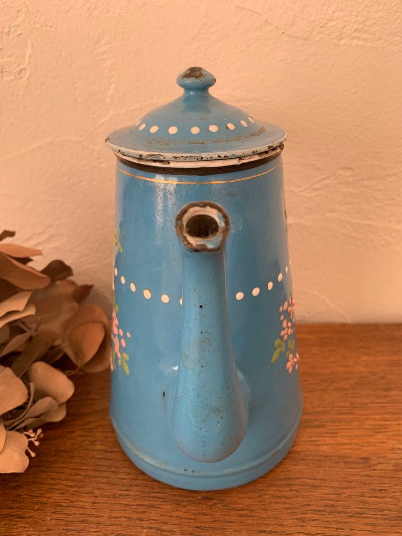 フランス　蚤の市　ピッチャー　ホーロー　ブロカント