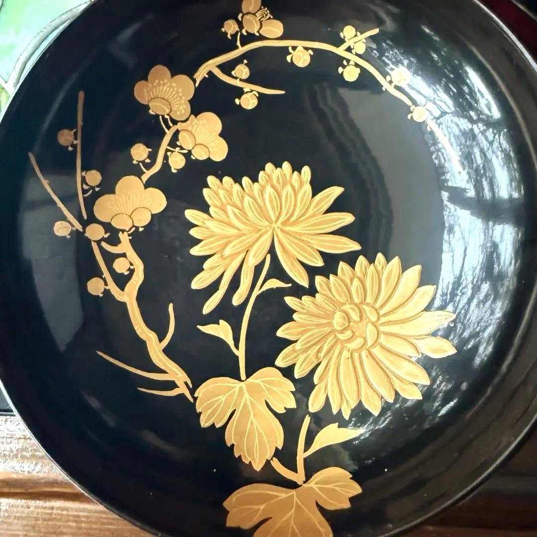 2199様感謝‼️かろやかJAPAN時代蒔絵 豪華四君子富士山形吸物椀5客