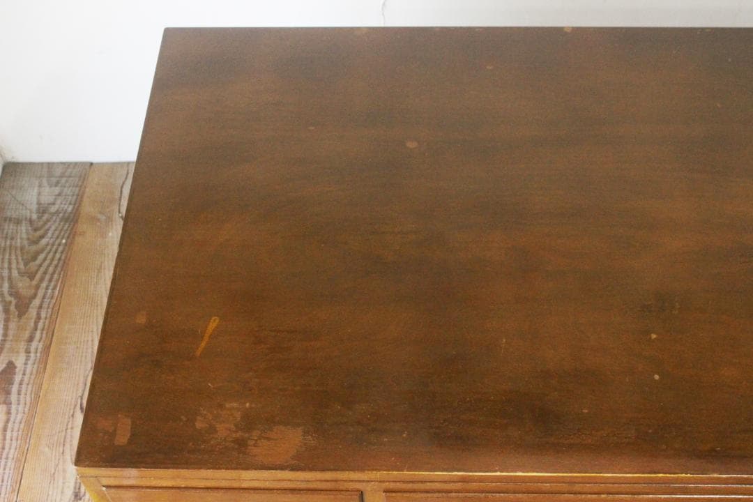 レトロ 両袖デスク 机 書斎 作業台 引き出し 抽斗 9杯 分割可能 木製