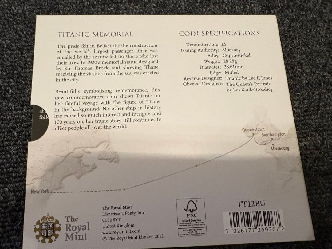 2012年 オルダニー「RMS Titanic 100周年記念 5ポンド」