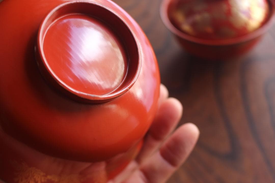 時代逸品！上質朱漆に極上信夫蒔絵の映えるお椀2点（検輪島塗懐石椀蒔絵椀