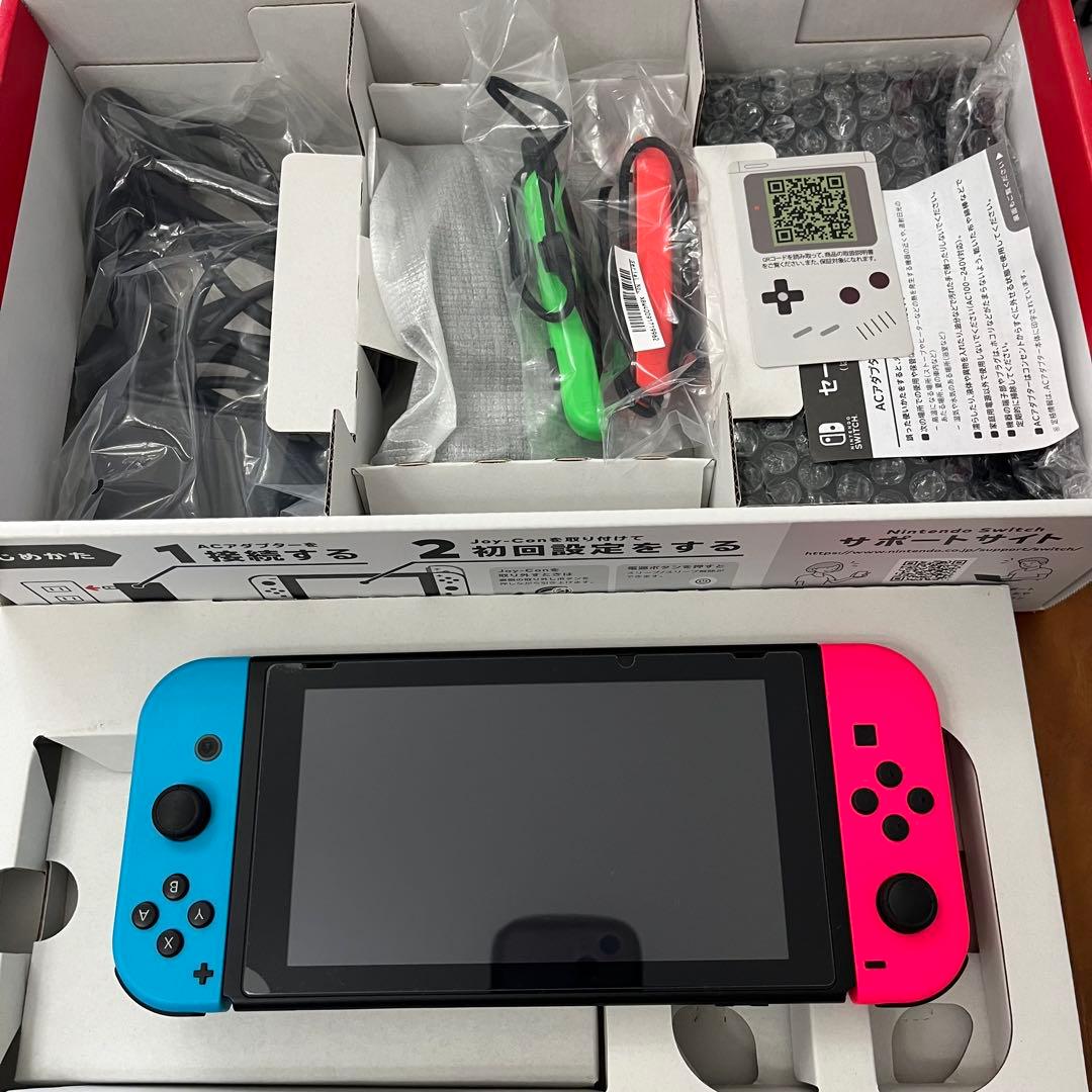 Nintendo Switch 本体 ネオンピンク/ネオンブルー　カバーケース付