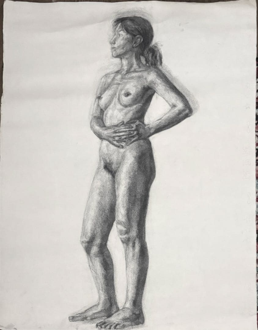 【専用】木炭画 裸婦 デッサン 木炭紙判 約500×650mm 立ちポーズ