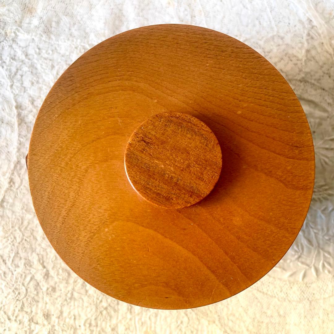 木製蓋付きビスケットジャー　キャニスター入れ持ち手ハンドルヨーロッパヴィンテージ