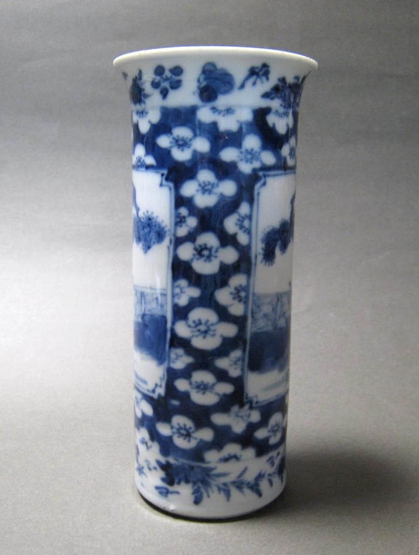 中国古玩　康熙年製 人物　風景　青花　染付　花入　中国美術 清代 明代 清朝期