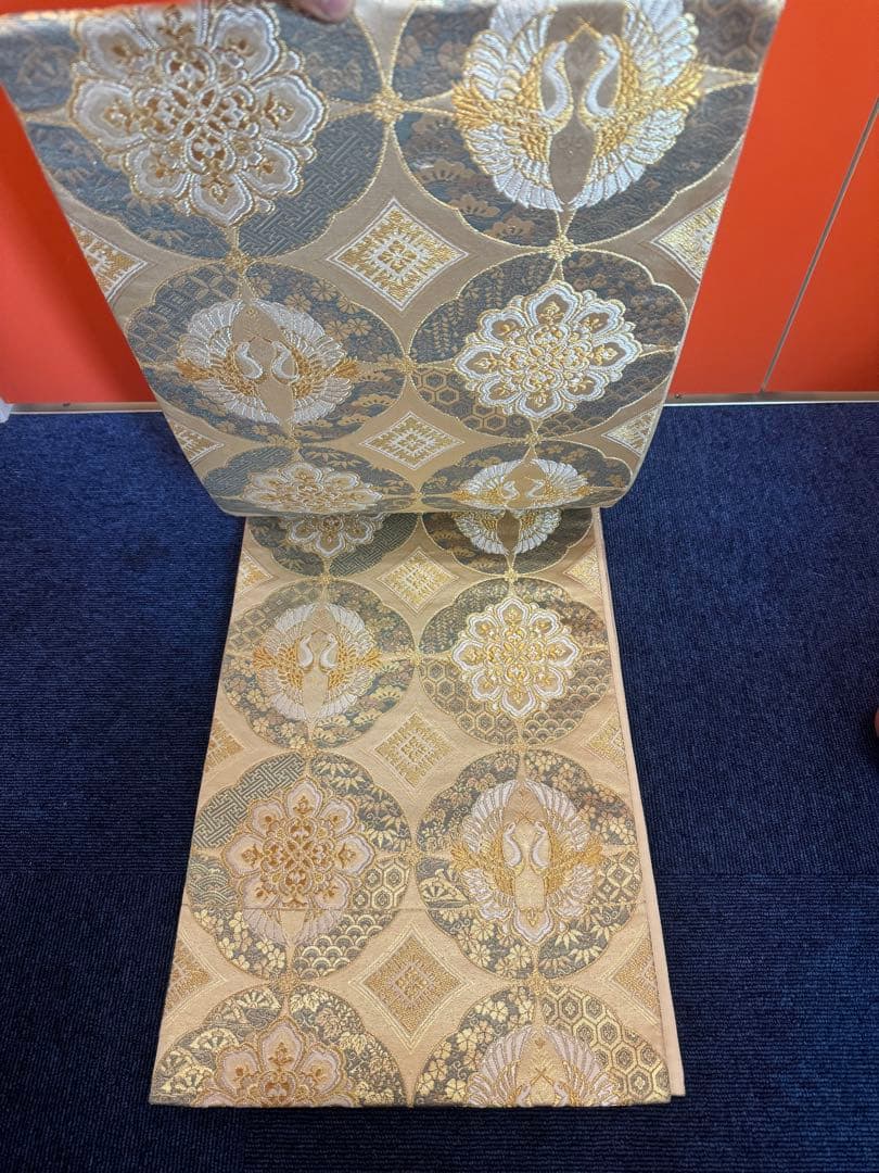 1917 袋帯 古代彫金紋  西陣織   金糸　高級上質上品　約440cm未使用