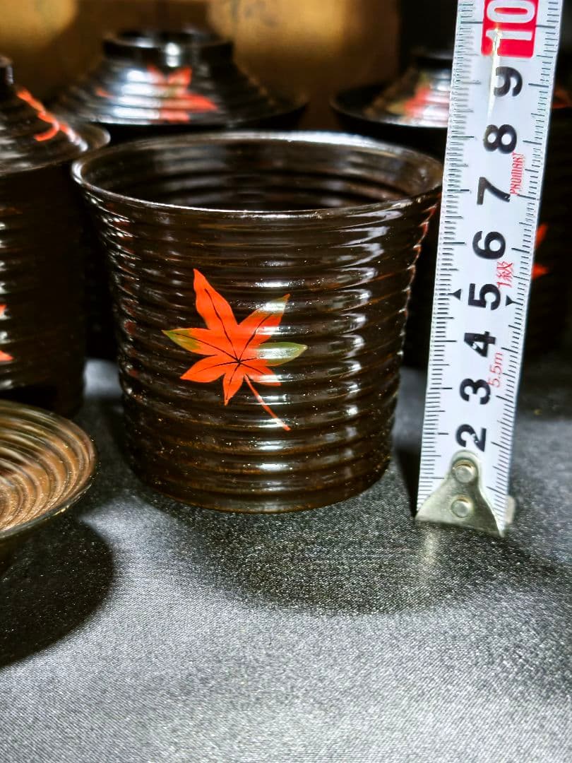 紅葉文吸い物椀 明治骨董 輪島塗 黒塗木製漆器 旧家蔵出し 蒐集家放出 時代物