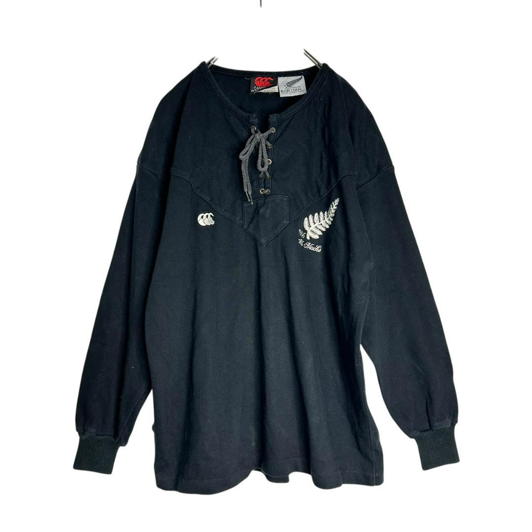 貴重 90s カンタベリー オールブラックス　レースアップ　ラガーシャツ　M　黒