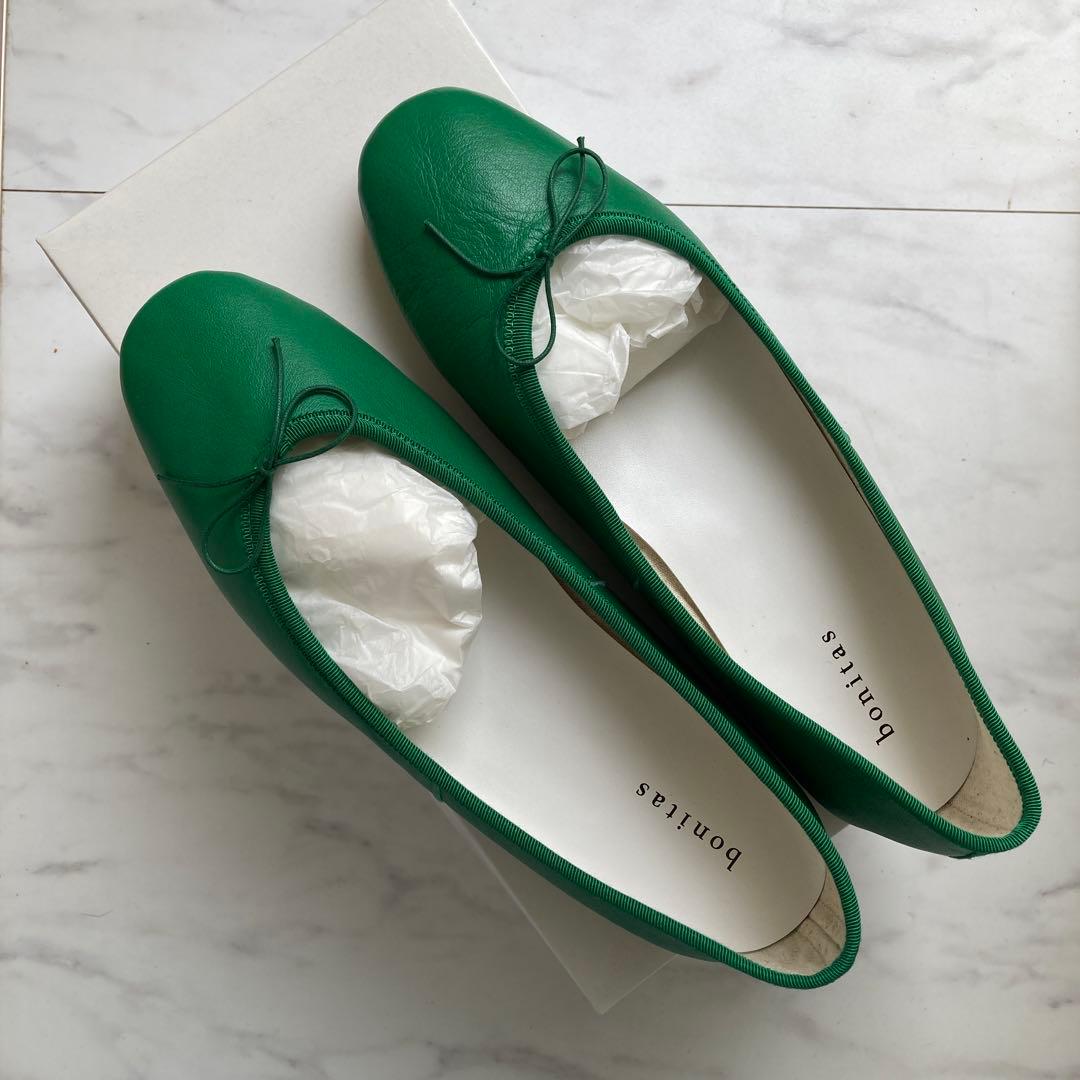 bonitas グリーン バレエシューズ