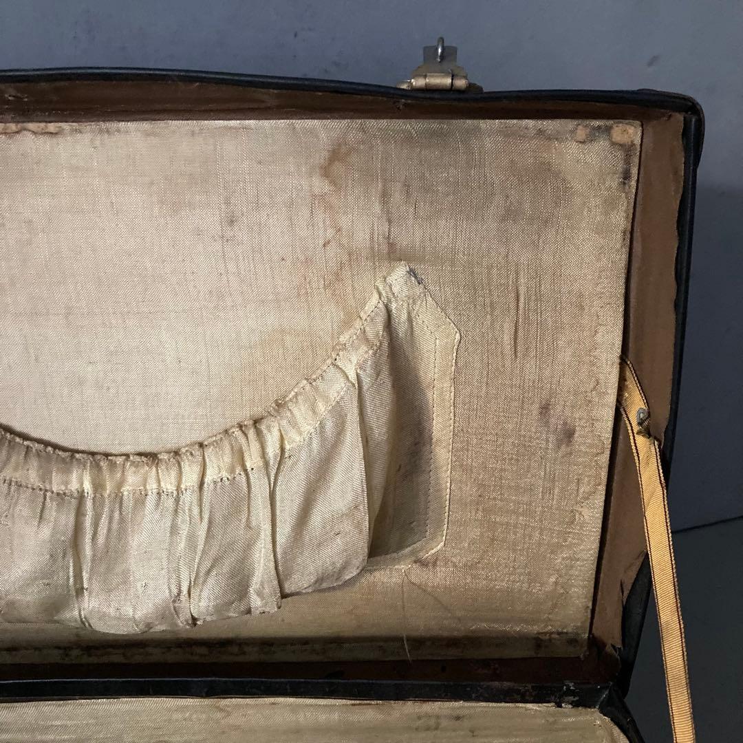 ヴィンテージ 鍵付き トランクケース トランクバッグ ブラック古道具⑤