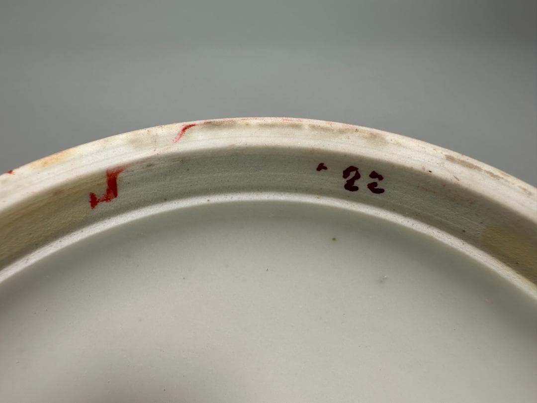 書道具　文房具　景徳鎮製　朱肉　雪景画　乾隆年製　款　時代　唐物