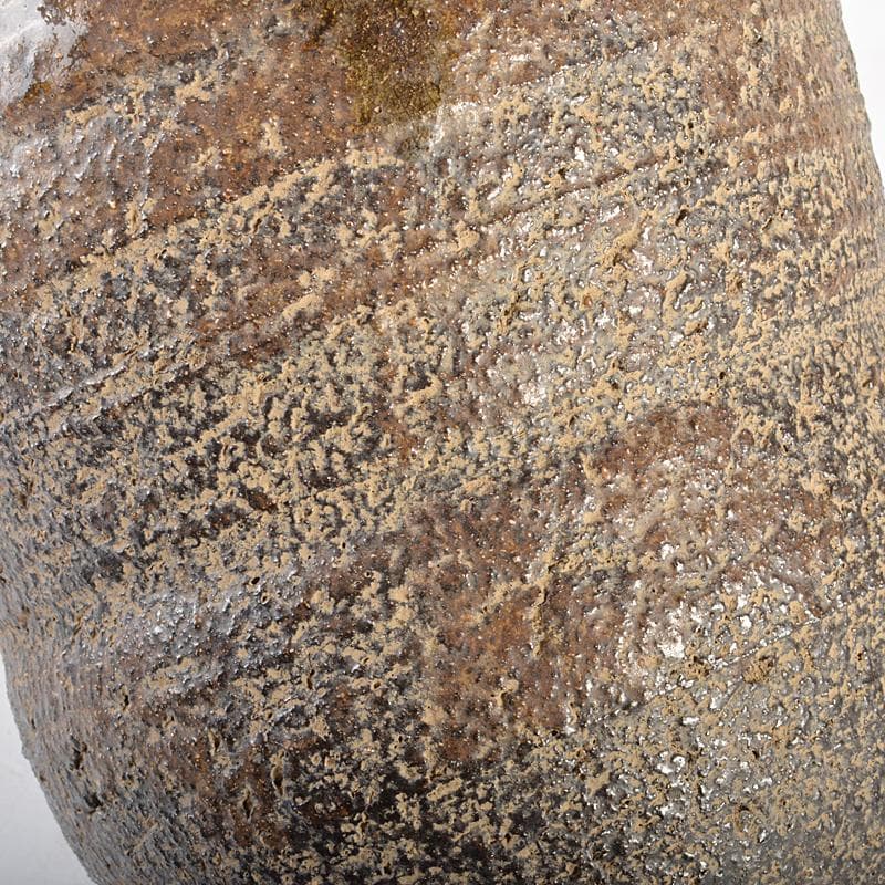 膳所焼　淡海ぜぜ　双耳壷　花瓶　在銘　時代箱　V　R6760B