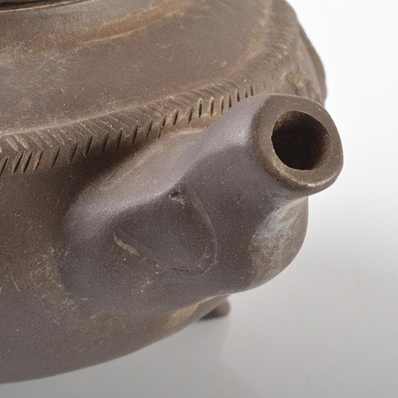 中国　紫砂　朱泥　縄文　急須　茶壷　在銘　C　R6263