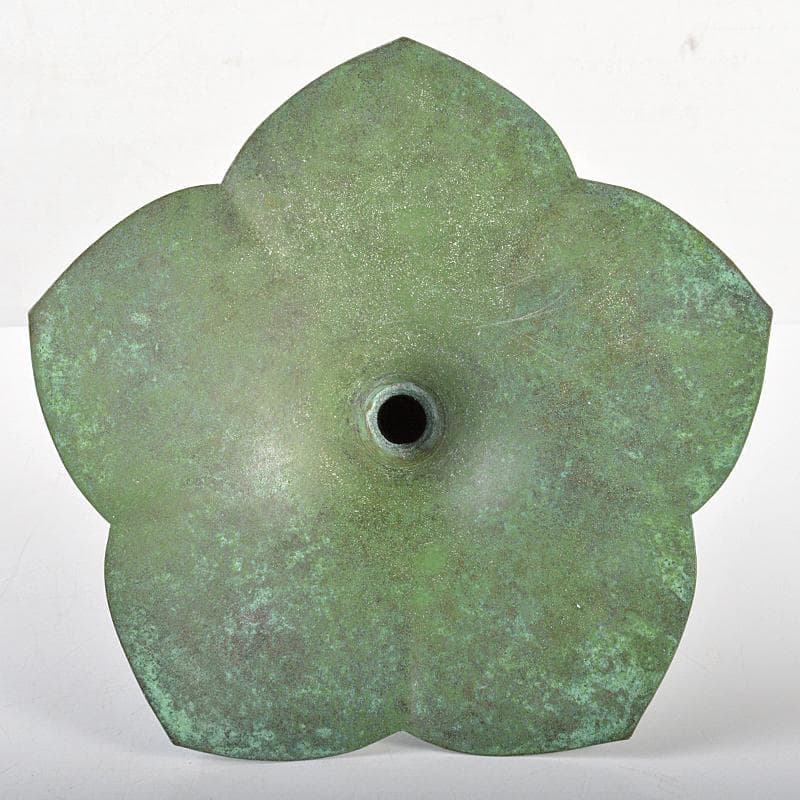 風炉師　藤井宗喜作　唐銅　桔梗口　花入　共箱　V　R7191B