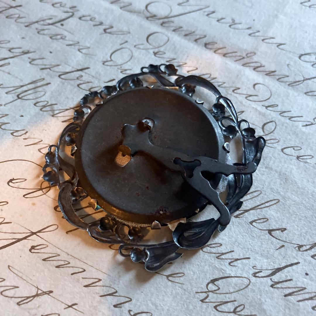 フランスアンティーク鈴蘭フレーム　純銀　シルバー　額装　希少