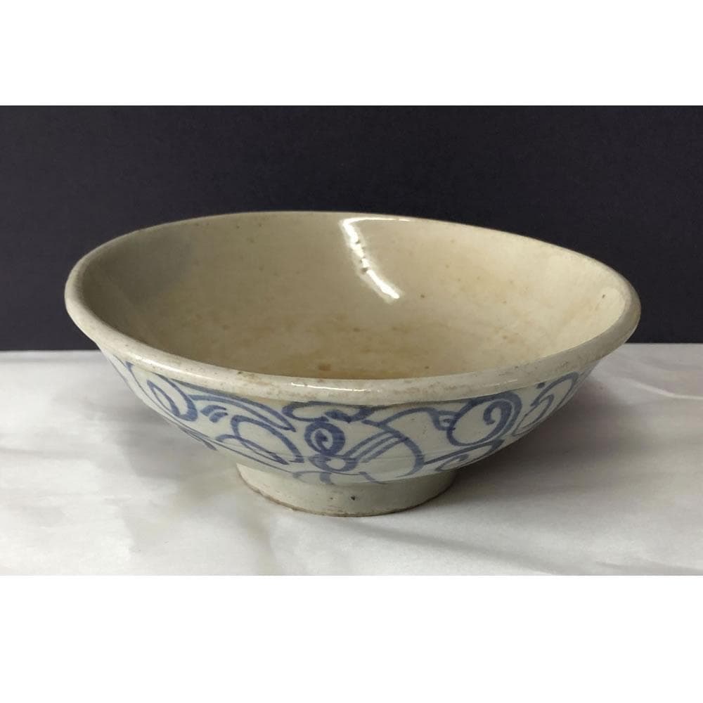 w090 清朝 安南茶碗 木箱入り 抹茶碗 平茶碗 中国陶器 中国古美術 茶道具