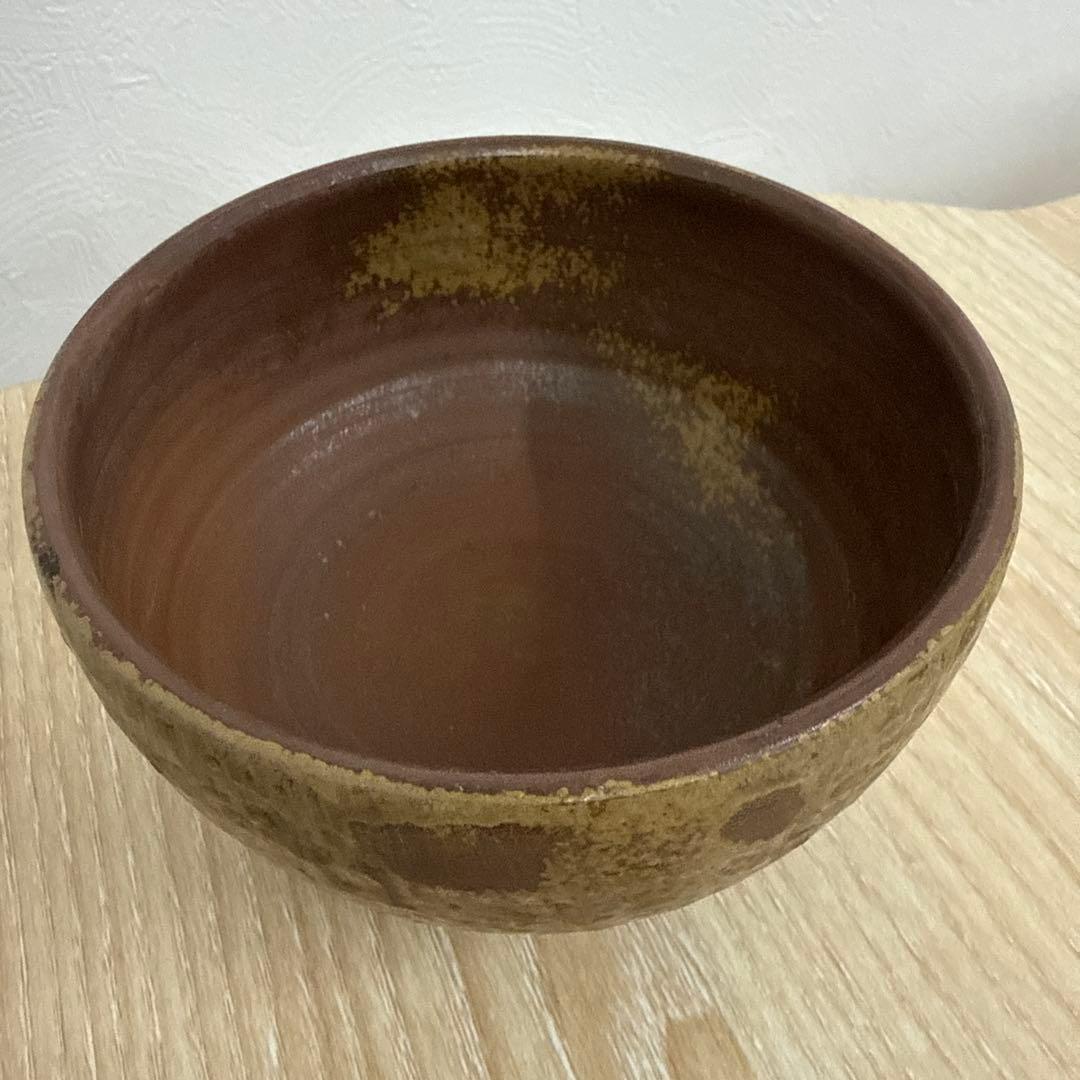 伊部焼　金重陶陽作　茶碗　分銅印　共布　潮香庵陶秀（山本陶秀）識箱