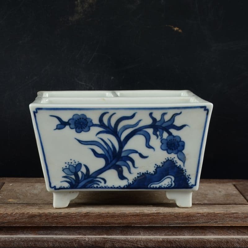 清乾隆帝手画鯖石榴花四方升斗 文房案頭 書道具 文房具 現代工芸品美術品 置物