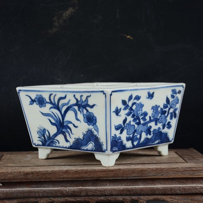 清乾隆帝手画鯖石榴花四方升斗 文房案頭 書道具 文房具 現代工芸品美術品 置物