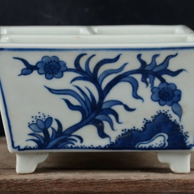 清乾隆帝手画鯖石榴花四方升斗 文房案頭 書道具 文房具 現代工芸品美術品 置物