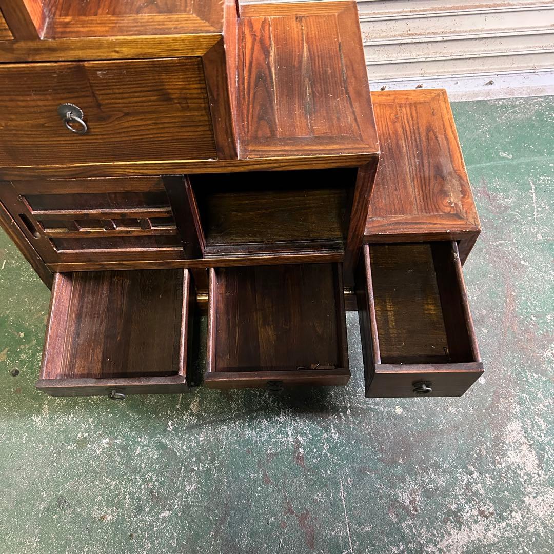 CK5★民芸家具★ 階段箪笥 タンス 飾り棚 小物入 アンティーク レトロ 家具