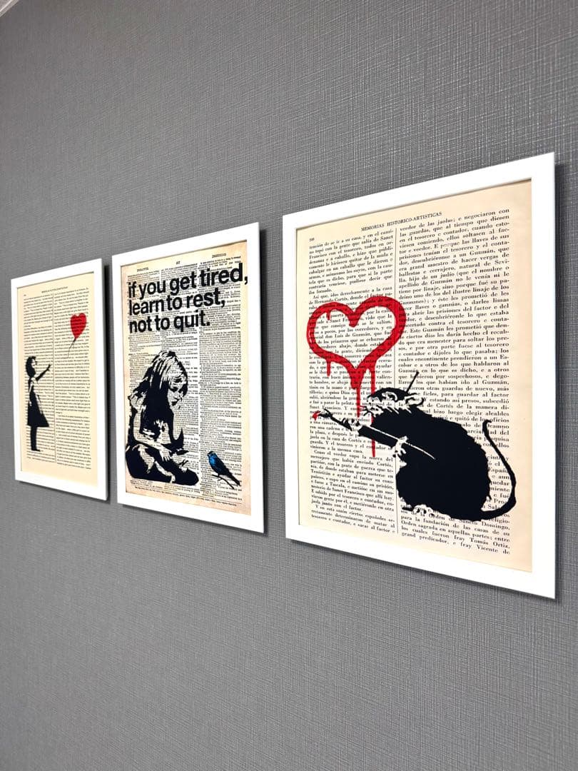 No.290フレーム付きキャンバスアート　ストリートアート　バンクシー　バスキア