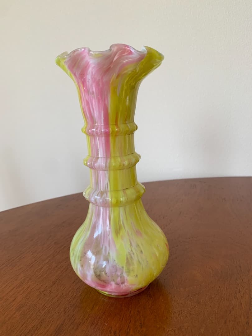 フランス製　吹きガラス花瓶