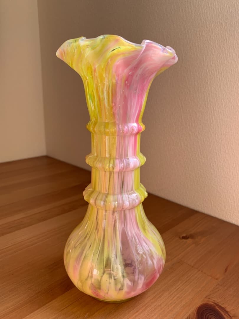 フランス製　吹きガラス花瓶