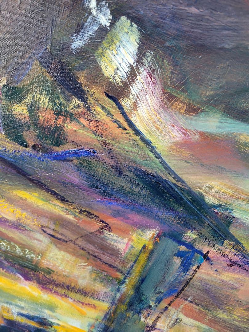 都市夕景 油彩画 大きなキャンバス