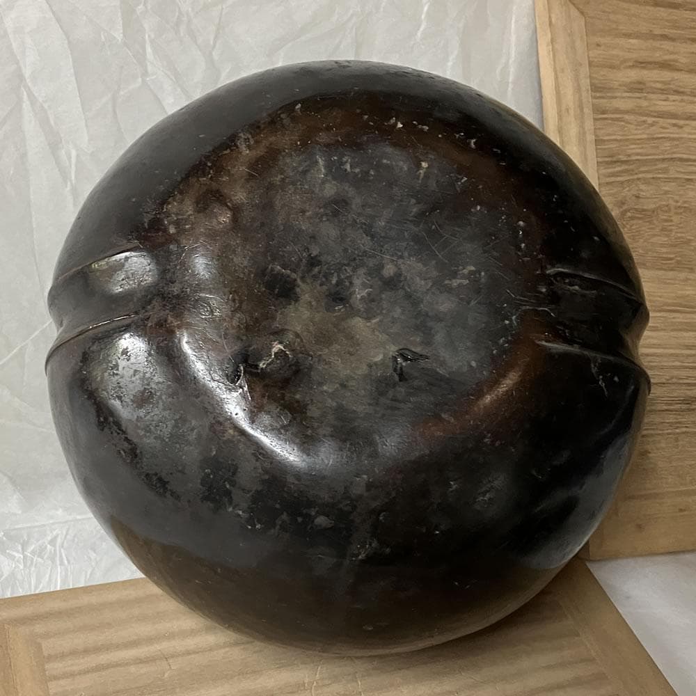 e3118 銅製 耳付水指 木箱入り 時代 水指 茶道具