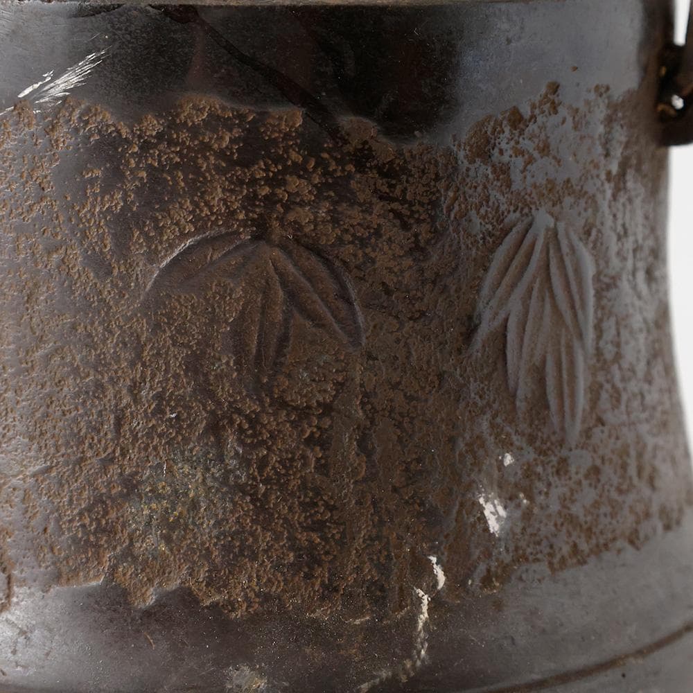 南部鉄瓶 大祐堂 笹竹文 鉄瓶 大振り 松笠摘み 竹提手 湯沸し茶道具 煎茶道具