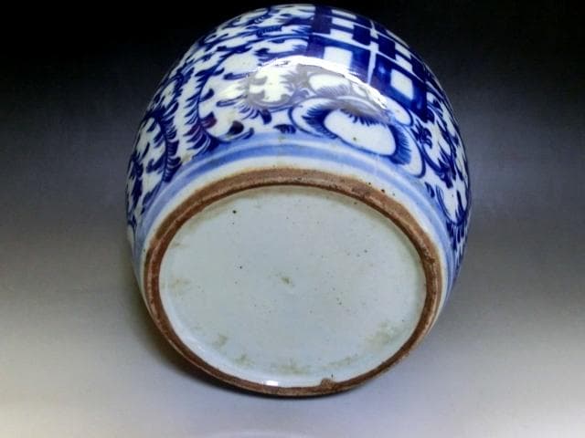 壷■染付花唐草丸花瓶 古い花器 古玩 唐物 中国 置物 古美術 時代物 骨董品■