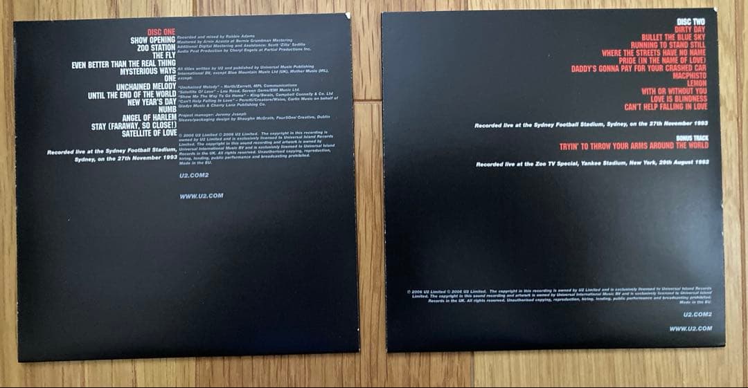 U2 ZOO TV ライブCD