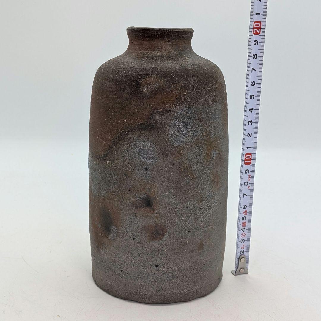 岡山県重要無形文化財 四代松田華山 備前焼 花入 共箱共布栞 フラワーベース