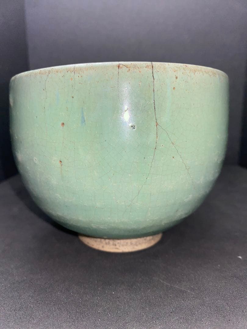 布志名 緑釉ぼてぼて茶碗　桶茶　出雲丸碗　ぼてぼて碗　呉須手茶碗　呉洲茶碗　呉洲