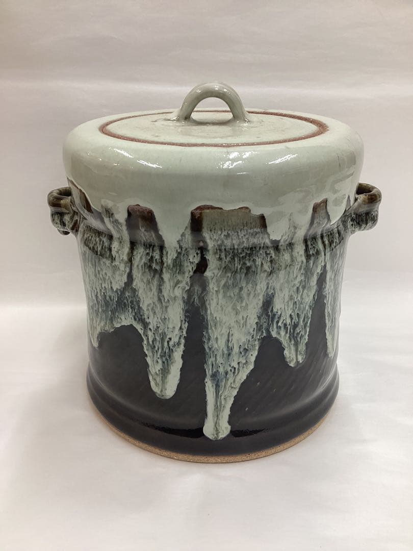 茶道具 新品 水指 耳付 朝鮮唐津 利左エ門窯 共蓋付