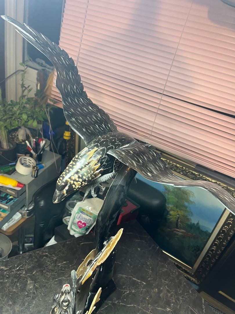 中国芸術、中国彫刻、水牛のツノ彫刻 鷹と虎の水牛のツノ彫刻、中国美術 貴重美術