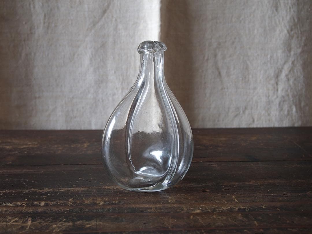 吹きガラスの２輪挿し ゆらゆらガラス ガラスボトル 古道具 硝子/K413