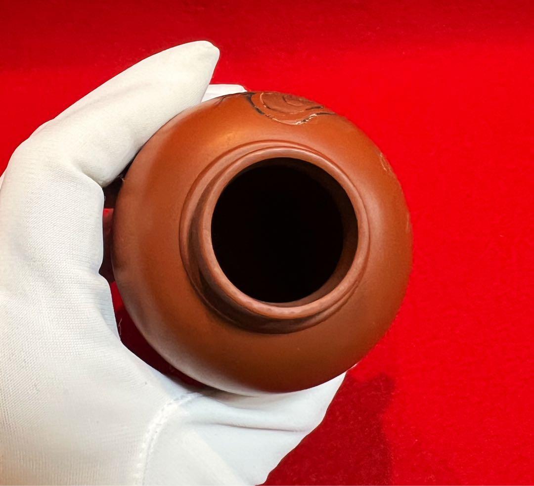 常滑焼 名工 梅原玉堂 朱泥 七福神茶入 茶道具