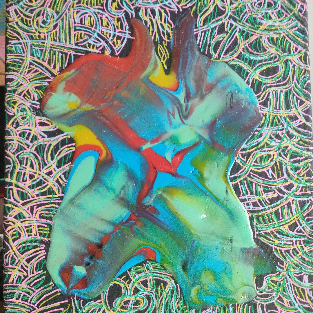 光の羽ばたき。多色抽象アクリル画