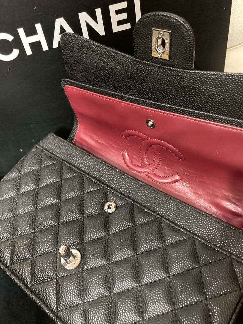 難ありCHANEL 【ノベルティ】チェーン フラップバッグ/キャビア/